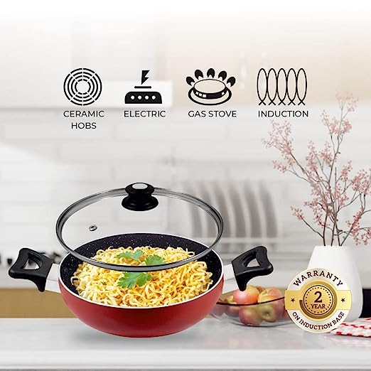 BALTRA Kadai nonstick Marble Coating Induction Base 2.5 LTR (BTN-205) Maroon BALTRA Kadai nonstick Marble Coating Induction Base 2.5 LTR (BTN-205) Maroon